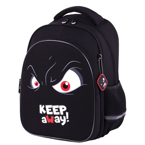 Рюкзак BRAUBERG OPTIMA, 2 отделения, с брелоком, "Keep away", СВЕТЯЩИЙСЯ, 36х27х18 см, 271361 271361 - фото 330142