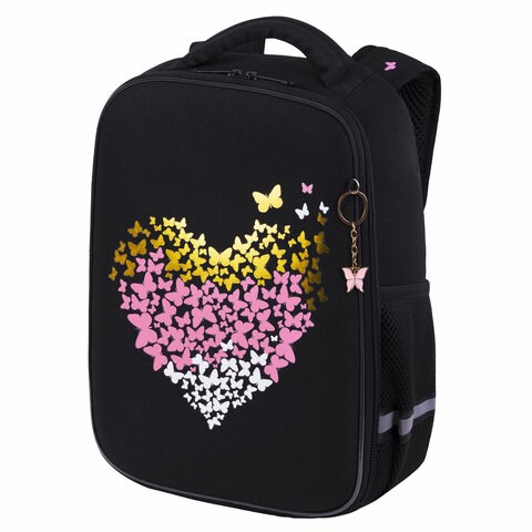 Ранец BRAUBERG LIGHT, 1 отделение, с брелоком, "Shining heart", фольгированная печать, 36х26х13 см, 272029 272029 - фото 330357