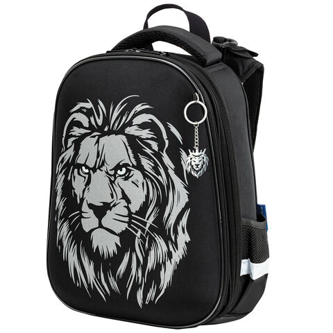 Ранец BRAUBERG SHINY, 2 отделения, с брелком, "Savage lion", светящийся рисунок, 38х28х14 см, 272039 272039 - фото 330363