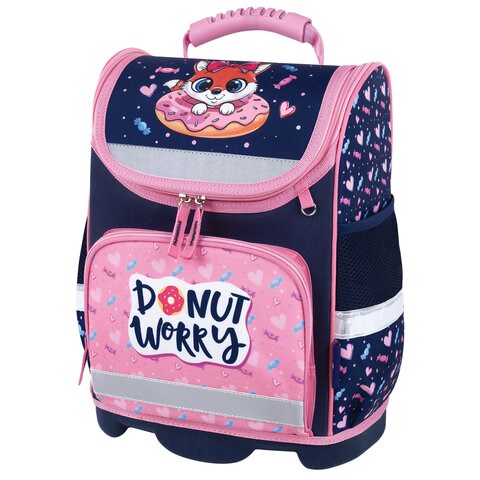 Ранец ЮНЛАНДИЯ WISE, 1 отделение, 3 кармана, устойчивое дно, "Donut worry", 37x29х15 см, 272073 272073 - фото 330389