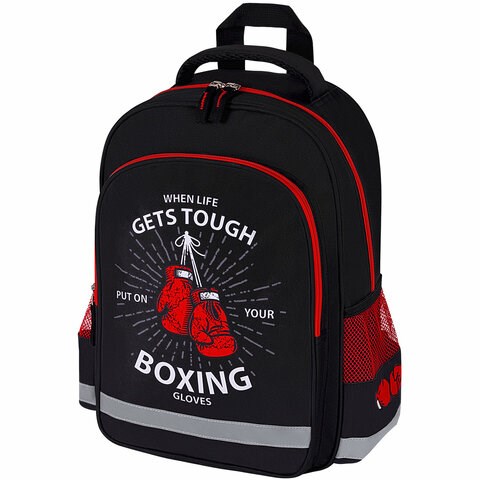 Рюкзак ПИФАГОР SCHOOL, 1 отделение, 3 кармана, "Boxing", 38x28х14 см, 272077 272077 - фото 330392