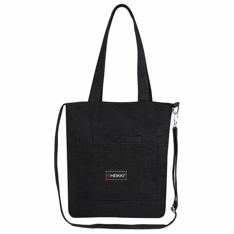 Сумка шоппер HEIKKI VELVET (ХЕЙКИ), вельвет, карманы, 35х32 см, черный, 272437 272437