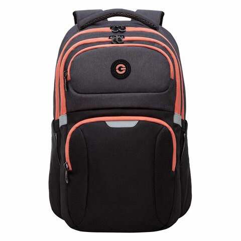 Рюкзак GRIZZLY школьный, анатомическая спинка, 2 отделения, для девочек, BLACK/ORANGE, 41х27х17 см, RD-342-1/2 272808 - фото 330771
