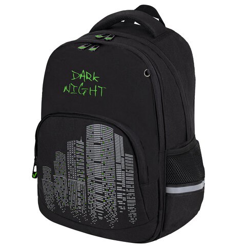 Рюкзак BRAUBERG SOFT, 2 отделения, 3 кармана, "Dark night", СВЕТООТРАЖАЮЩИЙ ПРИНТ, 40х31х15 см, 273119 273119 - фото 330874