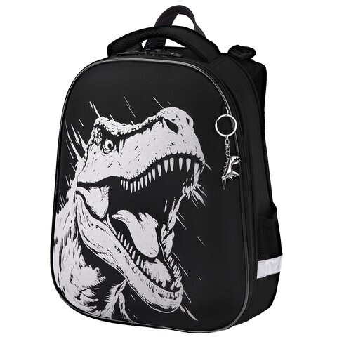 Ранец BRAUBERG SHINY, 2 отделения, с брелком, Scary dino, СВЕТЯЩИЙСЯ РИСУНОК, 38х28х14 см, 273143 273143 - фото 330896