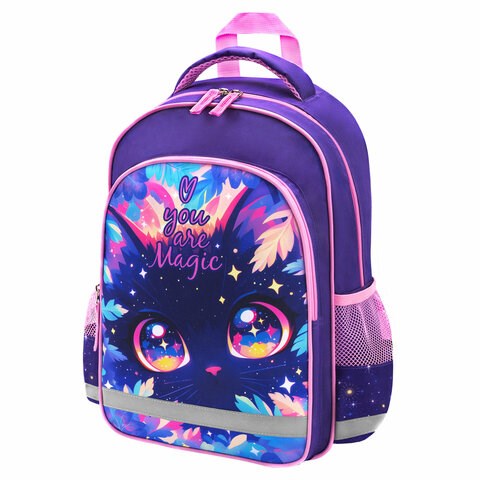 Рюкзак ПИФАГОР SCHOOL, 1 отделение, 3 кармана, "Magic kitty", 38x28х14 см, 273166 273166 - фото 330913