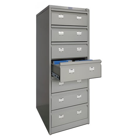 Шкаф картотечный ПРАКТИК AFC-07, 1327х515х631мм, 7 ящиков под формат А5 (210х149 мм), формат папок Foolscap или A4 (БЕЗ ПАПОК) 290092