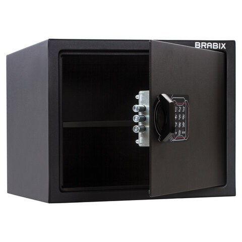 Сейф мебельный BRABIX "SF-280EL", 280х350х300 мм, электронный замок, черный, 291149, S103BR212414 291149 - фото 331117