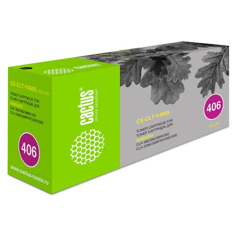 Картридж лазерный CACTUS (CS-CLT-Y406S) для SAMSUNG CLP-365/365W, желтый, ресурс 1000 стр. 361790