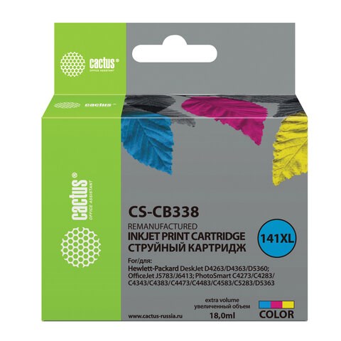 Картридж струйный CACTUS (CS-CB338) для HP OfficeJet J5700/Deskjet D4200, цветной 361874