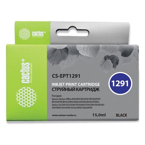 Картридж струйный CACTUS (CS-EPT1291) для EPSON Stylus B42WD/BX305W/BX625WD, черный 361951 - фото 332102