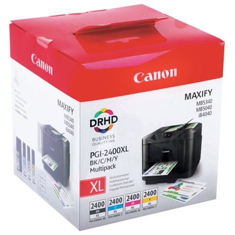 Картридж струйный CANON (PGI-2400XL BK/C/M/Y) iB4040/MB5040/MB5340, КОМПЛЕКТ, оригинальный, 4 цвета, 9257B004 362110 - фото 332222