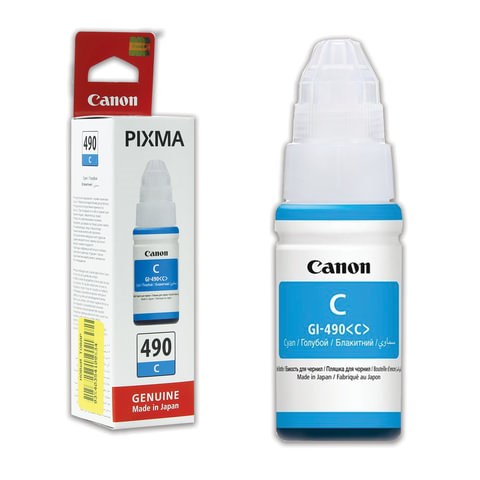 Чернила CANON (GI-490С) для СНПЧ Pixma G1400\G2400\G3400, голубые, ресурс 7000 стр., оригинальные, 0664C001 362229 - фото 332243