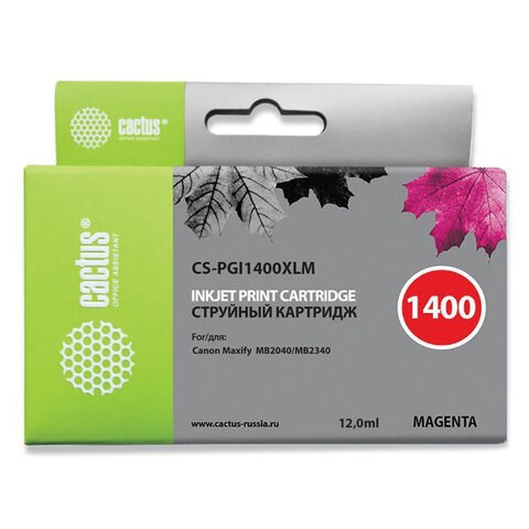 Картридж струйный CACTUS (CS-PGI1400XLM) для CANON МВ2040/МВ2340, пурпурный 362768