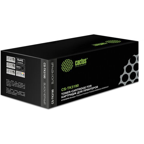 Тонер-картридж CACTUS (CS-TK3190) для KYOCERA Ecosys P3055dn/P3060dn, ресурс 25000 стр. 362968 - фото 332651