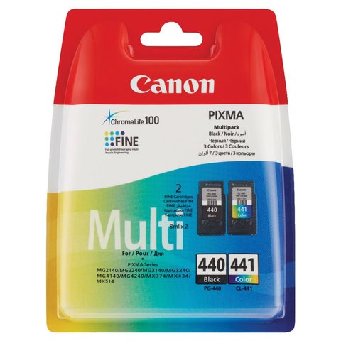Картридж струйный CANON (PG-440/CL-441) PIXMA MG2140/MG3140, оригинальный КОМПЛЕКТ 2 цвета, 180 страниц, 5219B005 363188 - фото 332765