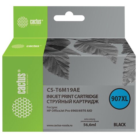Картридж струйный CACTUS (CS-T6M19AE) для HP OfficeJet Pro 6950/6960/6970, черный 363642 - фото 333135