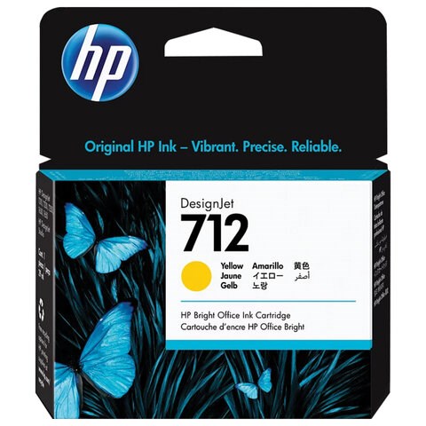 Картридж струйный для плоттера HP (3ED69A) DesignJet T230/T250/T630/T650, № 712, желтый, оригинальный 363908 - фото 333383