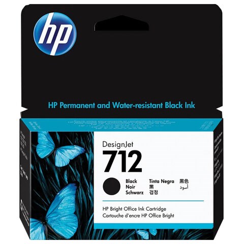 Картридж струйный для плоттера HP (3ED70A) DesignJet T230/T250/T630/T650, №712, черный, оригинальный 363910 - фото 333385