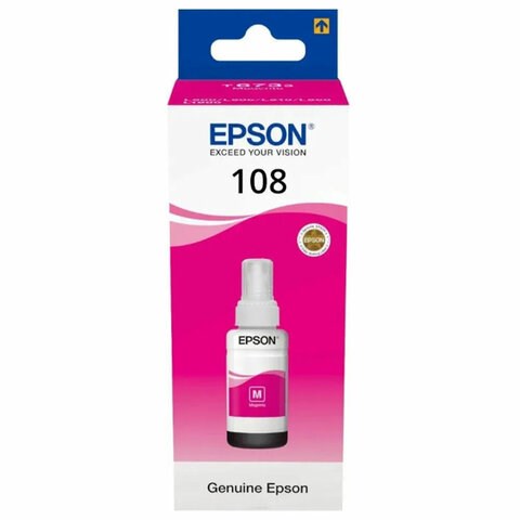 Чернила EPSON 108 (C13T09C34A) для СНПЧ EPSON L8050 /L8100 /L18050, пурпурные, ОРИГИНАЛЬНЫЕ 364533 - фото 333761