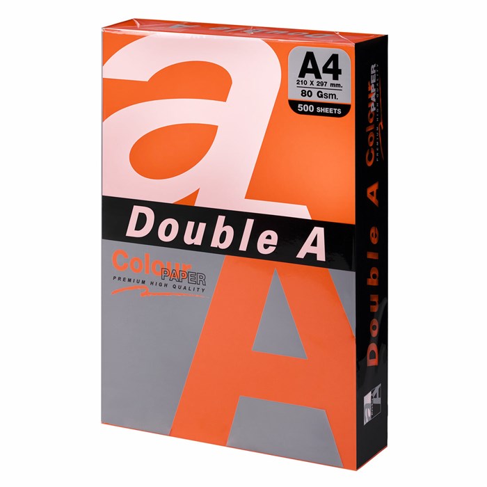 Бумага цветная DOUBLE A, А4, 80 г/м2, 500 л, интенсив, оранжевая 115123 - фото 334714