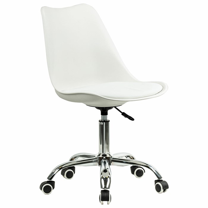 Кресло стул BRABIX "Eames MG-310 CH", хром, пластик белый, экокожа белая, 532923 532923 - фото 337306