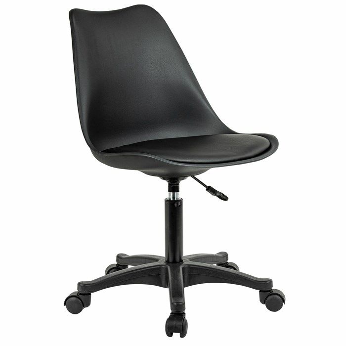 Кресло стул BRABIX "Eames MG-310 PL", пластик черный, экокожа черная, 532927 532927