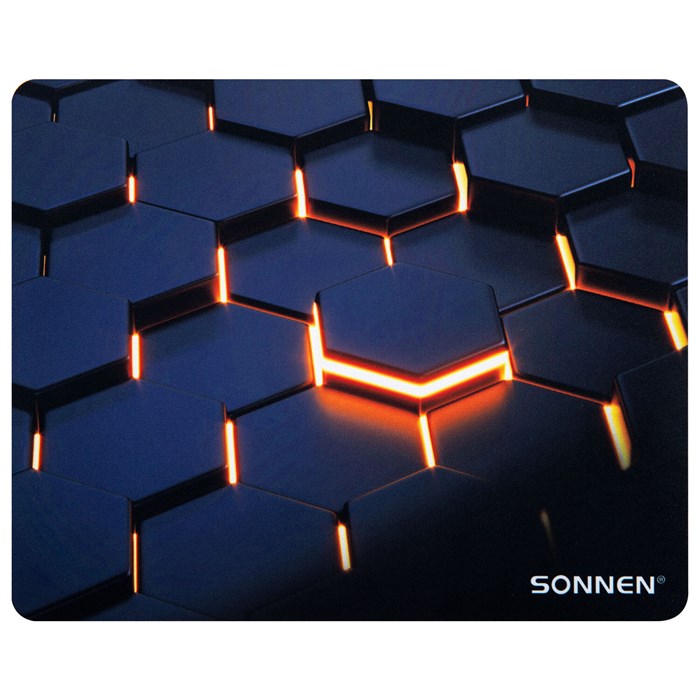 Коврик для мыши SONNEN "HOT CELLS" резина + ткань, 250х200х2 мм, 513955 513955 - фото 340610