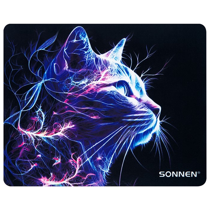Коврик для мыши SONNEN "NEON CAT" резина + ткань, 250х200х2 мм, 513956 513956 - фото 340617