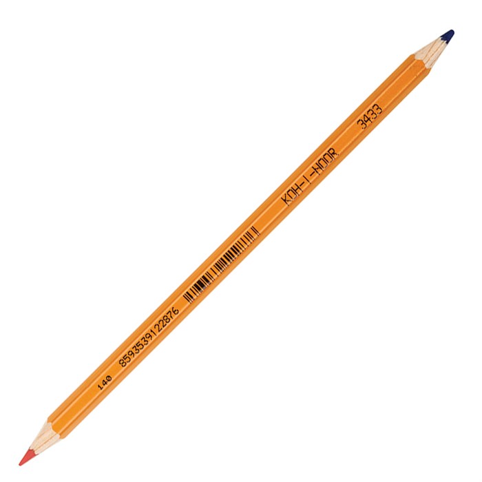 Карандаш двухцветный КРАСНО-СИНИЙ, KOH-I-NOOR, 1 шт., шестигранный, грифель 3,2 мм, натуральное дерево, 3433 181029 - фото 343534