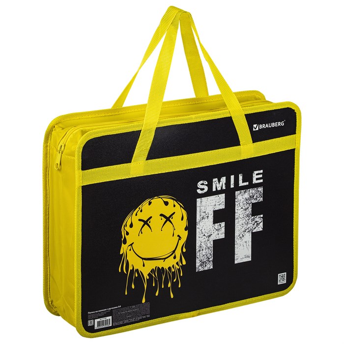 Папка на молнии с ручками BRAUBERG А4, 1 отделение, пластик, 80 мм, "OFF", 271465 271465