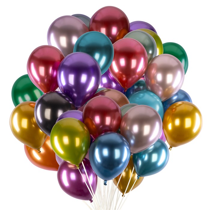Шары воздушные 30 см, 50 штук, "ХРОМ", ассорти, BRAUBERG KIDS, 591884 591884 - фото 352237