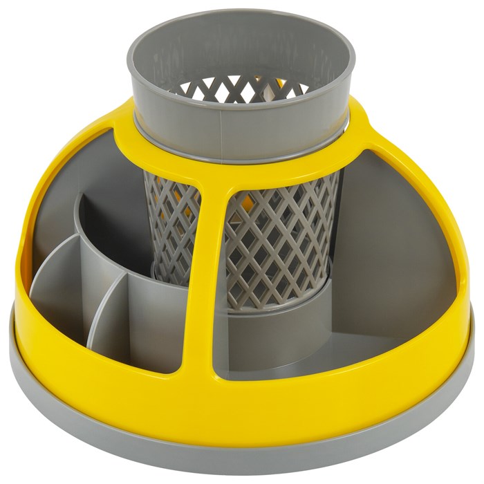 Подставка-органайзер STAFF "Attraction", 9 отделений, вращающаяся, серая/желтая, 238318 238318