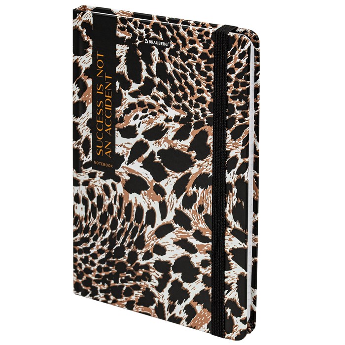 Блокнот с резинкой в клетку 96 л., А5 145х203 мм, твердая обложка, BRAUBERG," Leopard", 115535 115535 - фото 353322