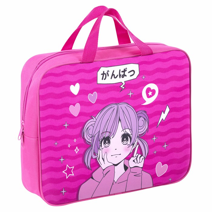 Папка на молнии с ручками BRAUBERG KIDS А4, 1 отделение, полиэстер, 80 мм, "Anime style", 272121 272121 - фото 355085