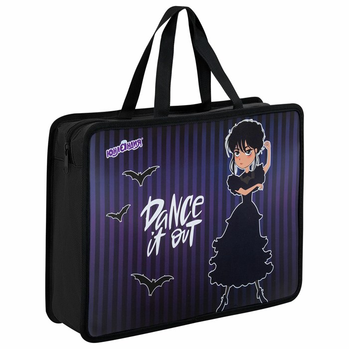 Папка на молнии с ручками ЮНЛАНДИЯ А4, 1 отделение, пластик, 80 мм, "Dancing", 272152 272152