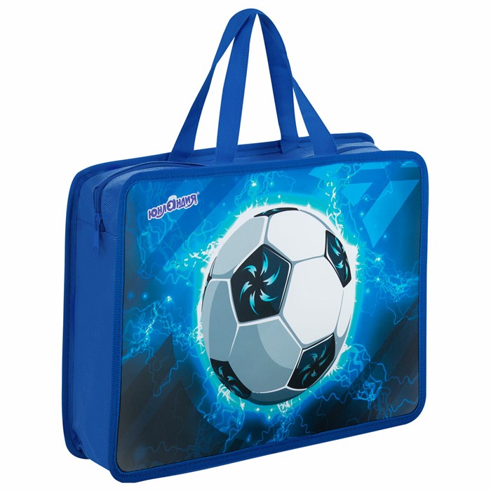 Папка на молнии с ручками ЮНЛАНДИЯ А4, 1 отделение, пластик, 80 мм, "Football", 272158 272158