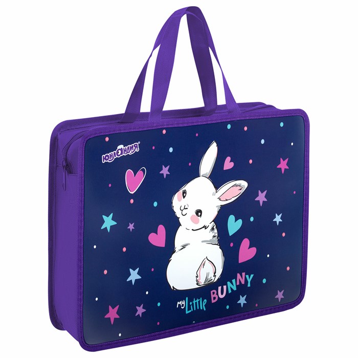 Папка на молнии с ручками ЮНЛАНДИЯ А4, 1 отделение, пластик, 80 мм, "Fluffy Tail", 272161 272161