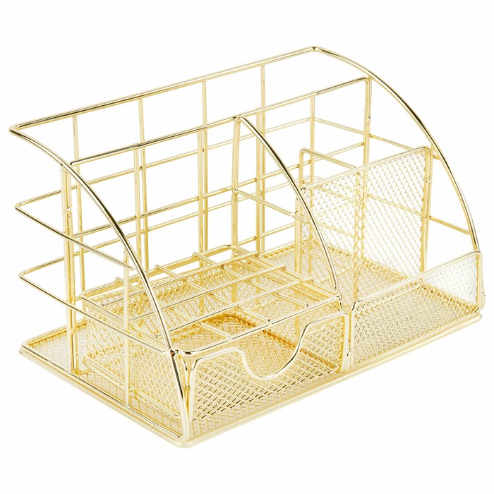 Органайзер для косметики и мелочей металлический 5 секций, MONTE VITA (МОНТЕ ВИТА), 140х220х127 мм, золото, 272477 272477