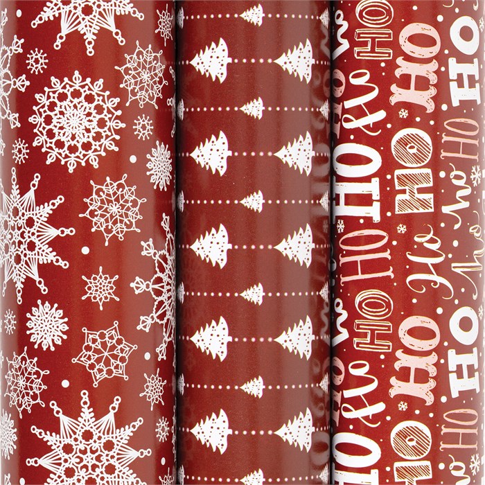Бумага упаковочная новогодняя НАБОР 3 шт., "Red Collection", 70х100 см, 3 дизайна, ЗОЛОТАЯ СКАЗКА, 592057 592057 - фото 356887