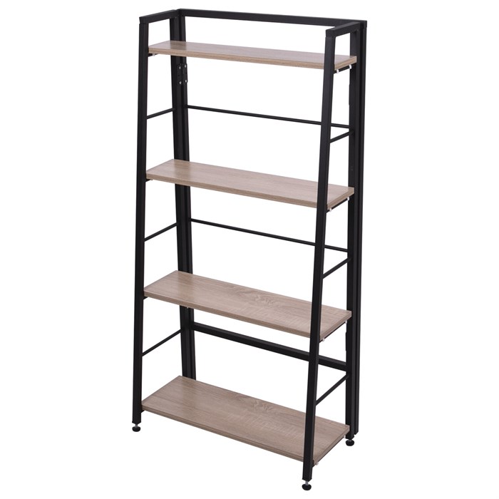 Стеллаж BRABIX "Smart SH-007", 605х295х1193 мм, ЛОФТ, трапеция, складной, металл/ЛДСП дуб, каркас черный, 641872 641872
