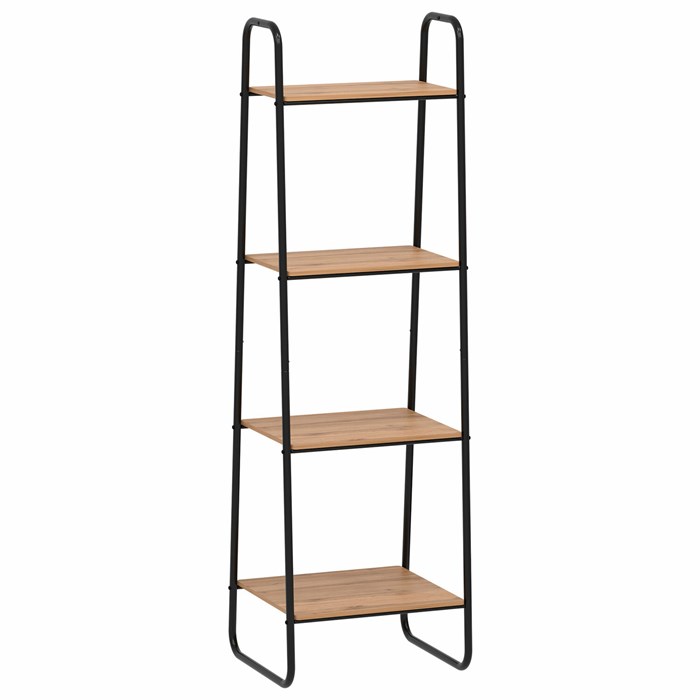 Стеллаж на металлокаркасе "Скандинавия-14", 450х385х1470 мм, 4 полки ЛДСП, черный/дуб 291369