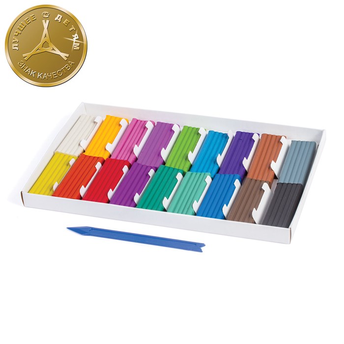 Пластилин классический ЮНЛАНДИЯ "ЮНЫЙ ВОЛШЕБНИК", 18 цветов, 360 г, СО СТЕКОМ, ВЫСШЕЕ КАЧЕСТВО, 104819 104819