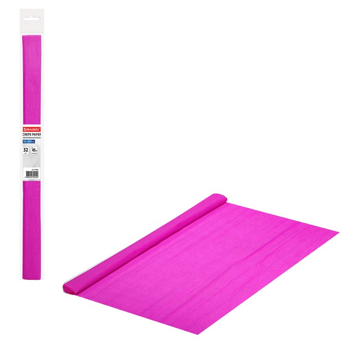 Бумага гофрированная/креповая, 32 г/м2, 50х250 см, фуксия, в рулоне, BRAUBERG, 112518 112518