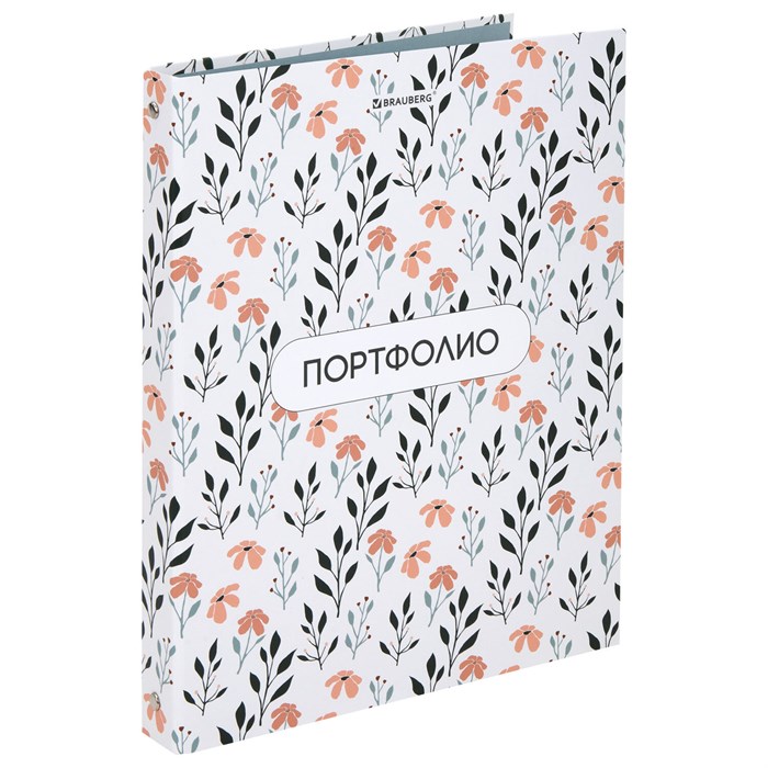 Папка-портфолио универсальная, 4 кольца, 20 файлов, 7БЦ матовая, BRAUBERG "Flowers", 117556 117556