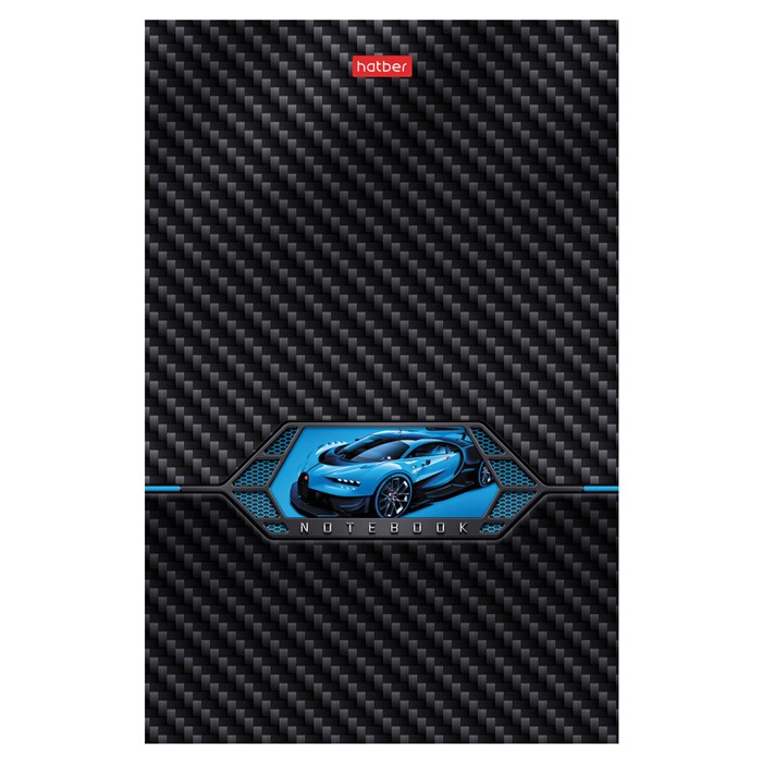 Блокнот А5 96 л., на скобе, картон, клетка, глянцевая ламинация, HATBER, AutoCarbon, 086107, 96Б5лВ1_29380 117643