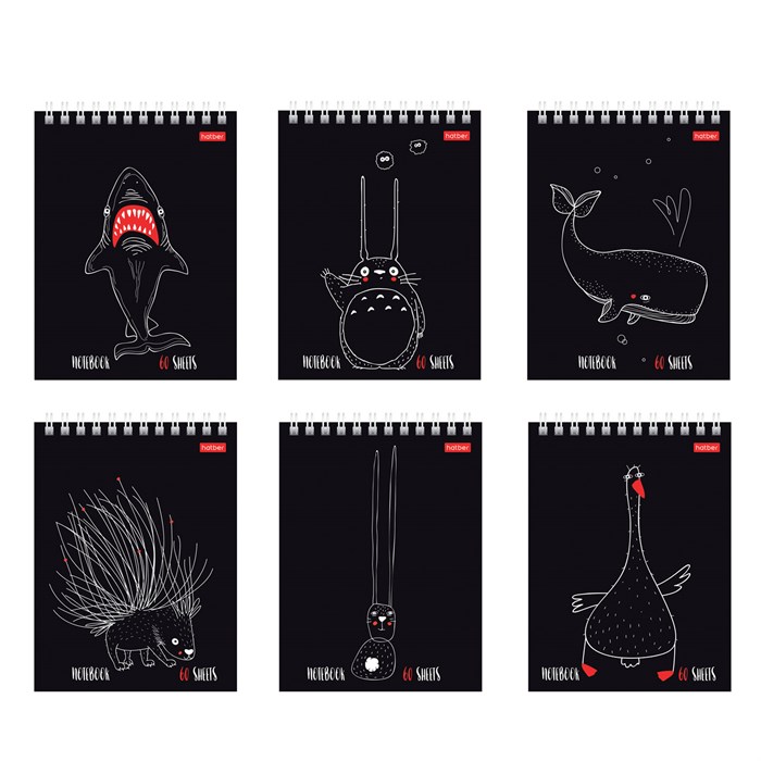 Блокнот МАЛЫЙ ФОРМАТ А6, 60 л., гребень, картон, клетка, HATBER, "Нескучные герои", 088310, 60Б6В1гр 117653