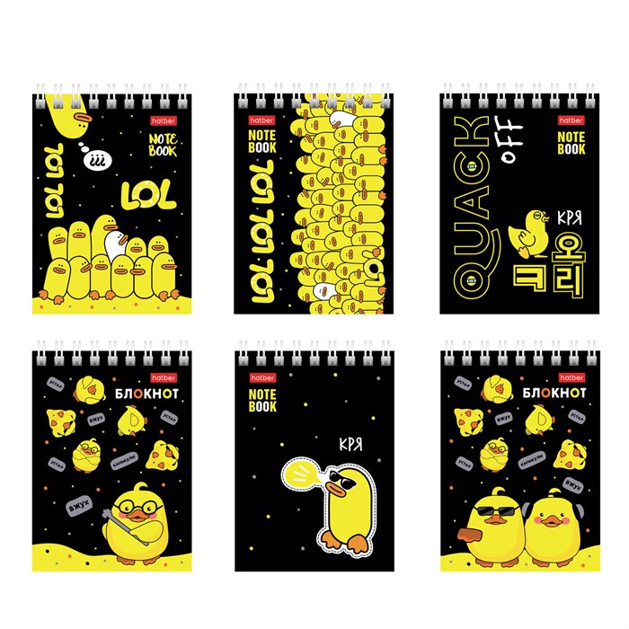Блокнот МАЛЫЙ ФОРМАТ А7, 60 л., гребень, картон, клетка, HATBER, "Утиные истории", 081168, 60Б7В1гр 117659