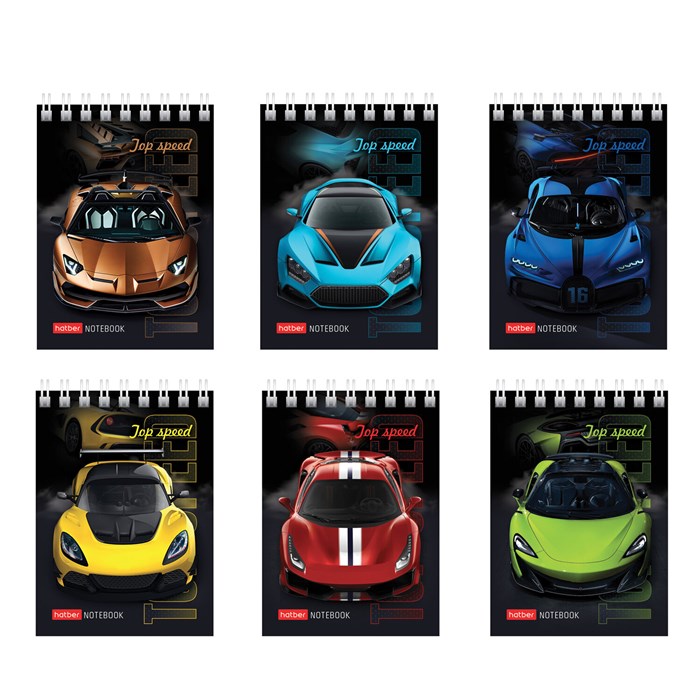 Блокнот МАЛЫЙ ФОРМАТ А7, 60 л., гребень, картон, клетка, HATBER, "АвтоШоу", 066626, 60Б7В1гр 117660