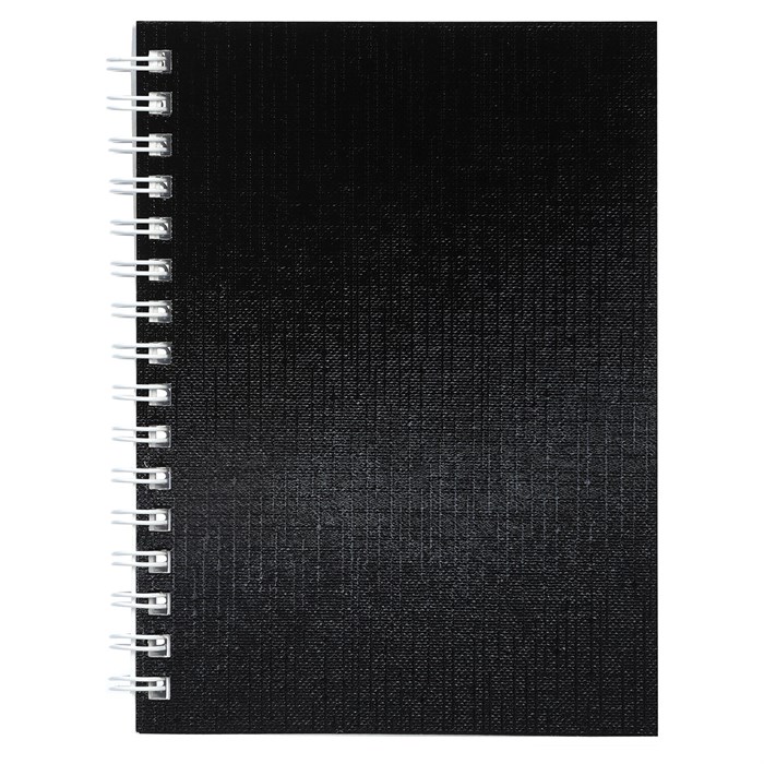 Блокнот МАЛЫЙ ФОРМАТ А6, 80 л., гребень, бумвинил "METALLIC", клетка, HATBER, черный, 086310, 80ЗК6бвВ1гр 117664